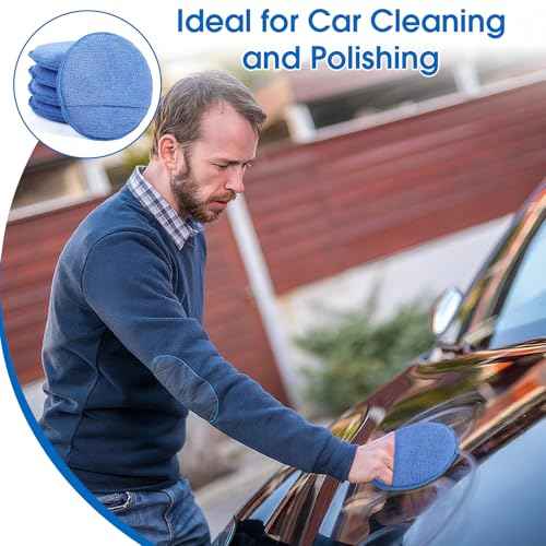 10 Pack Wax Applicator Pads, Microfiber Applicator Pad with Finger Pocket, Foam Car Wax Applicator Pad for Car Cleaning and Polishing (Blue)