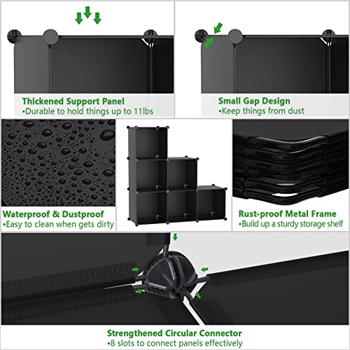 C&AHOME Black 6-Cube Storage Organizer Shelf Cube Bookcase Closet