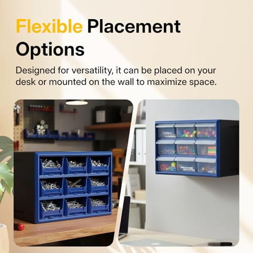 Northsky 9-Drawer Plastic Parts Organizer (Blue) – Stackable Hardware & Craft Storage