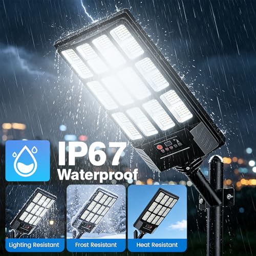 JWT 4 Pack Solar Outdoor Waterproof Flood Lights with Remote Dusk to Dawn Motion Sensor 6500K LED Security Lighting