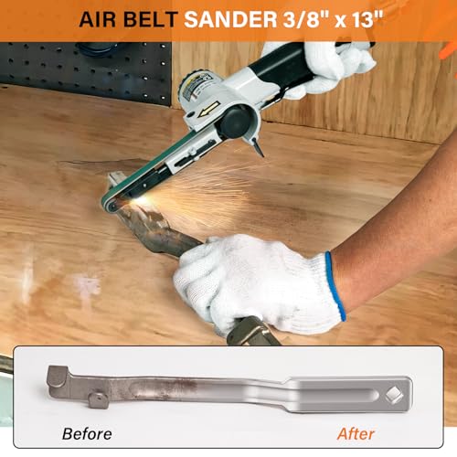 Tezoro 3/8" x 13" Air Belt Sander - Mini Handheld Grinding & Polishing Tool