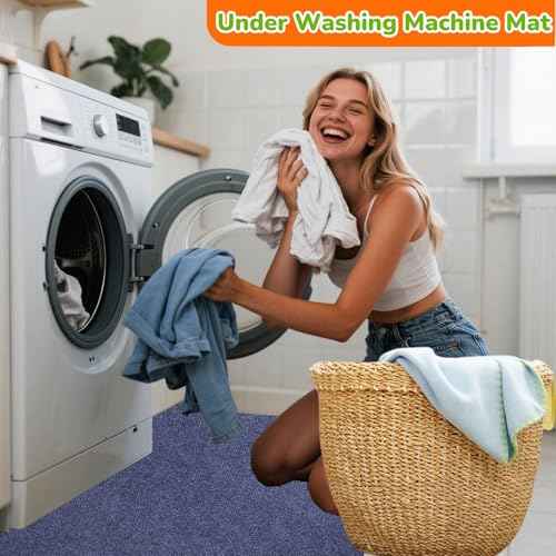 Under Washing Machine Mat and Dog Crate Mat 63 x 36 Inches£¬Waterproof with Rubber Backing for Dog Crate Washer Dryer Floor Protector Freezer Home Appliance, Noise Reducing, Non-Slip,can be Cut (Gray)