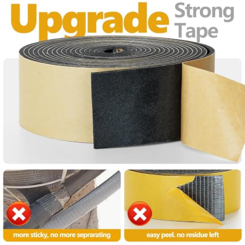 DEMEDO Pipe Insulation Tape, Pipe Wrap Insulation Foam Tape Self Adhesive, Outdoor Water Pipe Insulation Roll for HVAC, AC Line Insulation, 2 inch x 16.5 FT Heat Tape for Water Pipe, Black