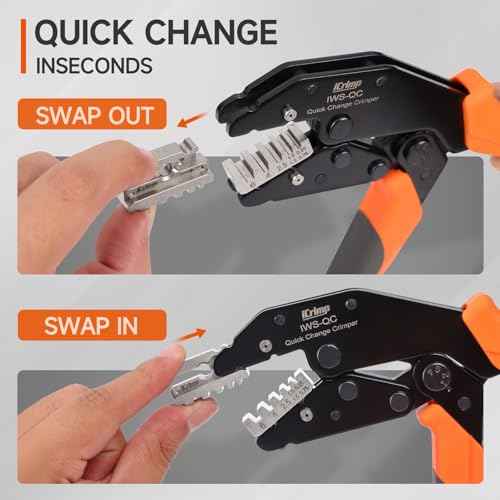 iCrimp Rachet Crimping Tool for End Sleeves Ferrules, AWG 24-10 Wire Crimper, Electrical Crimp Tool, X2410 Jaws