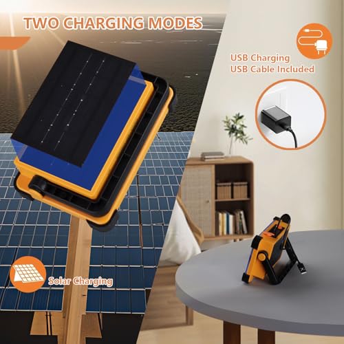 YXQUA 120W Solar Rechargeable Work Light Yellow 144 LED 10000LM IP65