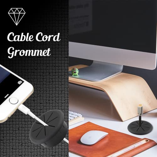 2pcs 2 Inch Black Cable Grommet Desk Cable Management Insert