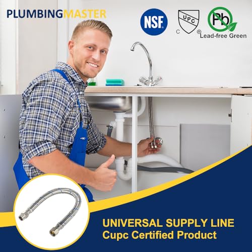 2 Pack 12 Inch Faucet Supply Line Extension 3/8 Male to Female Connectors - Kitchen & Bathroom