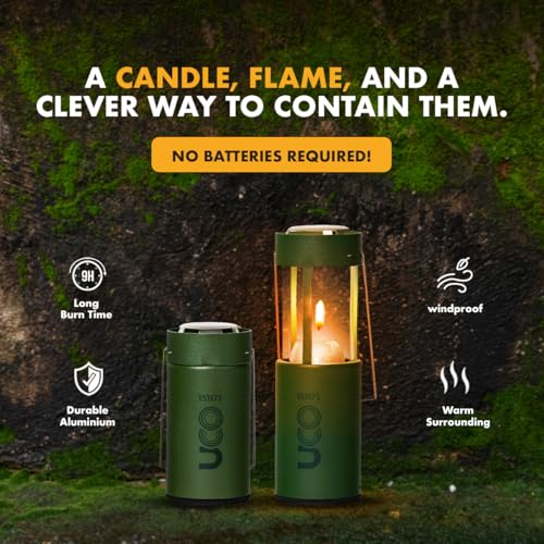 Forest UCO Candle Lantern Pack with 4 Candles & Storage Bag – Collapsible Camping & Emergency Light