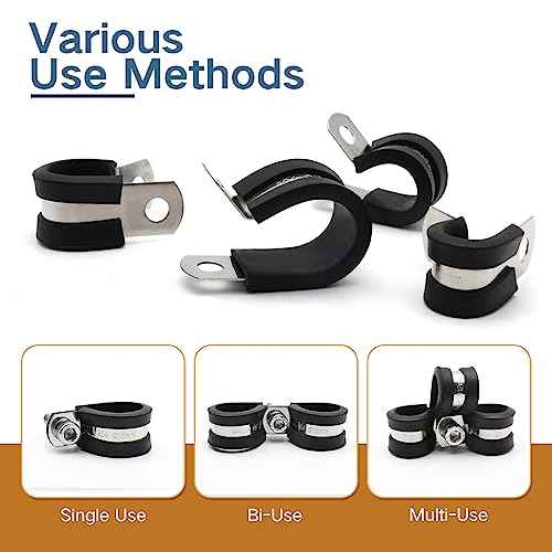 3/4 Inch Cable Clamp, 20 Pack Stainless Steel Wire Clamp for Pipe, Hose, and Cable Protection with Metal Rubber Clips (20mm)