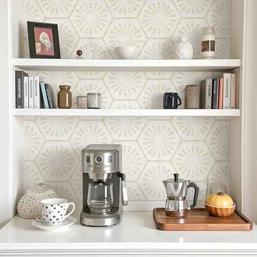 Geometric Peel and Stick Wallpaper Boho Contact Paper for Cabinets Drawers Modern Self Adhesive Removable Wallpaper for Bedroom Bathroom Waterproof Beige and White Contact Paper 78.7inL 17.3inW
