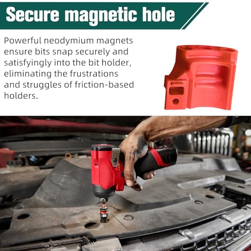Magnetic Bit Holder for Milwaukee M12 GEN3 Impact Driver & Drill, Heavy Duty Tool Holder, Red - Secure and Convenient Accessory for Quick Bit Changes