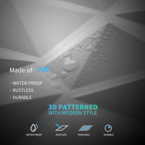 Art3d Decorative 3D Wall Panels in Diamond Design, 12"x12" Matt White (33 Pack)