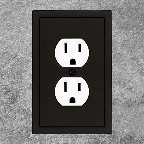 Henne Bery Modern Edge Matte Black Wall Plate Single Duplex 2PK - Zinc Alloy Decor