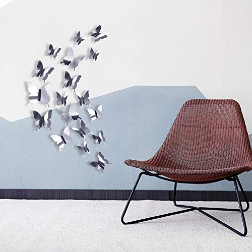 Silver 48 Pcs 3D Butterfly Mirror Wall Decor Set – Home & Living
