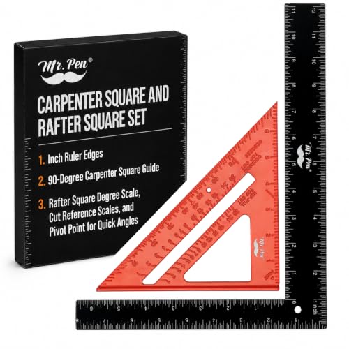 Mr. Pen Carpenter Square Set — 7in Rafter Square + 12in Framing Square