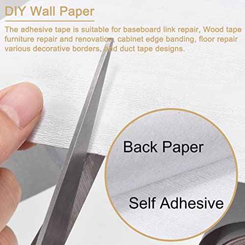 uxcell Wood Grain Tape, 4.72" x16 Ft Wall Paper Border Sticker Self-Adhesive Wood Grain Repair Patch with Scraper for Wall Corner Table Door Sofa Furniture Home Decor (White)