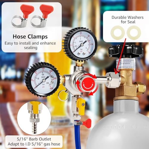 Imaictuu CO2 Regulator for Kegerator CGA-320 - Single Output with Dual Gauges
