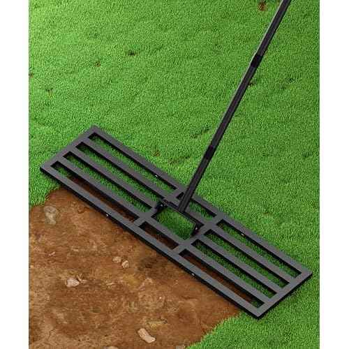 36x10 inch Lawn Leveling Rake, Upgraded Lawn Leveler Tool Heavy Duty Reinforced Connection, Garden Rake with Adjustable Long Handle, Ground Leveler for Yard Smoothing Soil Grass Dirt Sand