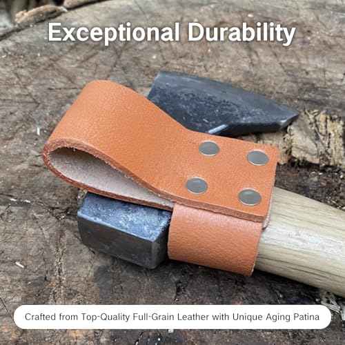 Hammer Holster with Belt Loop Leather Premium Hammer Holder for Tools Snap-in Hatchet Axe Carrier Small Firefighter Hammer Sleeve Brown Multi-Tool Holder for Belt