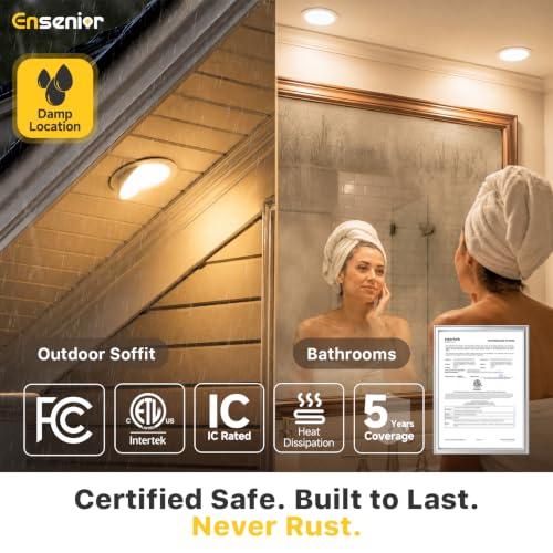 Ensenior 4 Inch Gimbal LED Recessed Light 5CCT Dimmable 9W 900LM 4 Pack