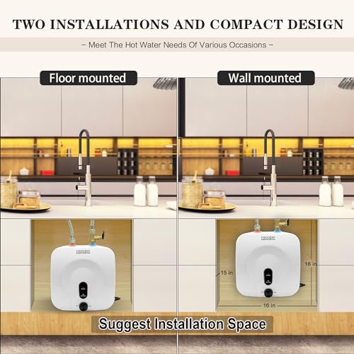 Fisoceny White 2.5 Gallon Under Sink Mini Tank Water Heater 1500W 120V