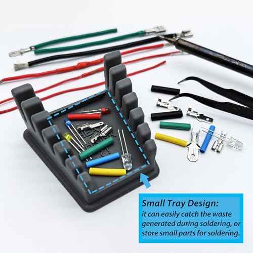 Upgraded Silicone Soldering Stand, Helping Hands Soldering Station, Soldering Wire Holder with 6 Slots - Third Hand Soldering Iron Stand for 32AWG to 12AWG Wires(Only Stand), Dark Grey, 1 Pcs