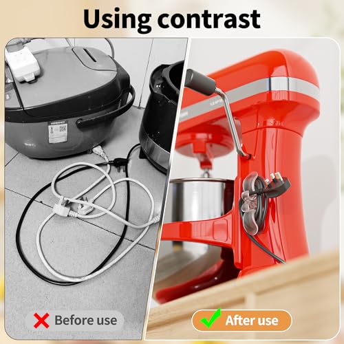 Indemo 6PCS Clear Cord Organizer for Kitchen Appliances - Stick-On Cable Wrappers, Cord Holder for Air Fryer, Blender, Coffee Maker, Toaster (Clear-6PACK)