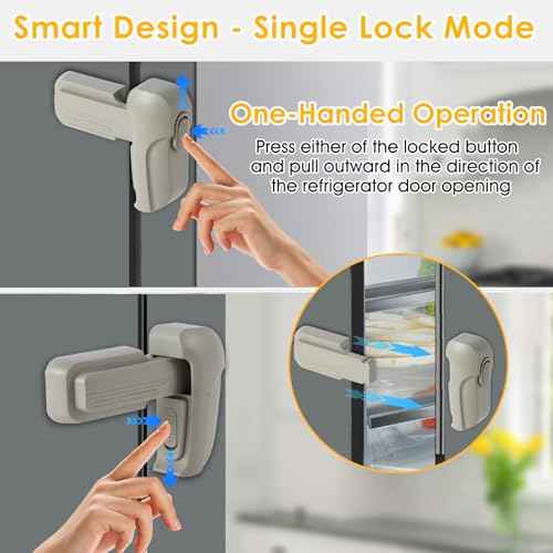 Fridge Lock for Kids - Refrigerator Lock & Freezer Lock, 2-Pack Dual Mode, Child Proof, Adhesive No-Drill Fridge Child Lock to Keep Fridge/Freezer Door Closed - Keep Toddlers & Pets Safe(Gray)
