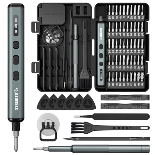 STREBITO Black 67-in-1 Mini Electric Screwdriver Kit with Upgraded Design
