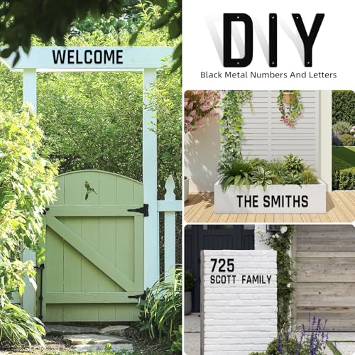 APCSXRB 5-Inch Black Metal House Numbers with Nail Cover - Modern Outdoor Address Signage, Durable & Waterproof