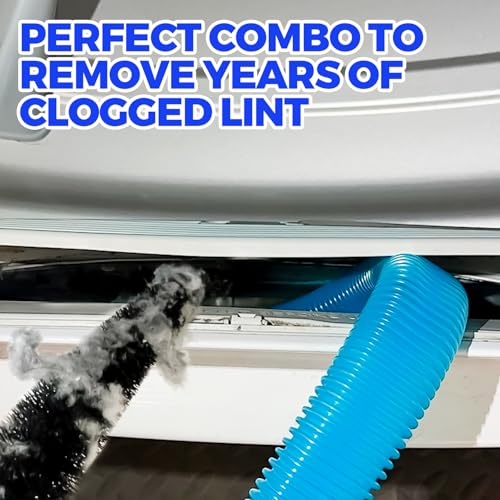 Holikme Dryer Vent Cleaner Kit 2Pack with Blue Flexible Brush & Vacuum Attachments