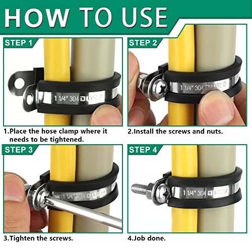 OURU 30pcs 3/8 Inch Stainless Steel Cable Clamps with Rubber Cushion, Insulated Wire & Pipe Support Kit