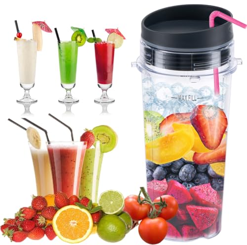 ABTER 2-Pack 16oz Ninja Blender Cup Replacement with Lids for BL770/BL780/BL660/BL740/BL810