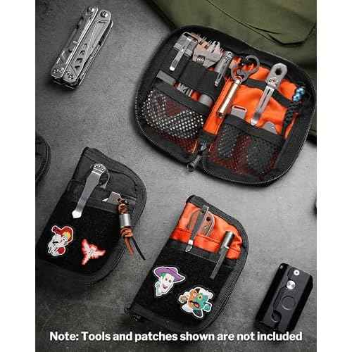 VIPERADE VE10 EDC Pouch Small Pocket Tool Pouch with 10 Compartments, Men's Pocket Organizer for Multitools, EDC Organizer with Patches Area for DIY