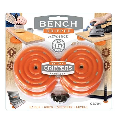 Slipstick CB700 Universal Bench Grippers with Non Slip Grip Surface for Woodworking, Painting, Leveling, Raising, & Supporting (Set of 8 Stackable Grippers) 2-3/4¡± Round x ¨ö¡± Tall - Orange