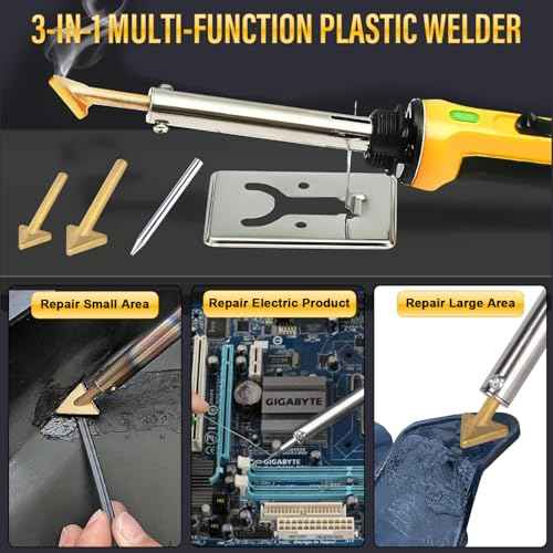 150W Plastic Welder Kit, 3-Speed Temperature Control Plastic Welding Kit, Professional Plastic Weld Tool With 70pcs Welding Rods,3Tips,Portable Plastic Repair Kit For Car Bumper,Kayak Repairs (Yellow)