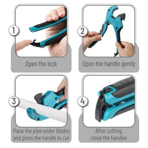 Bates- PVC Pipe Cutter, Cuts up to 1-5/8", Teal Blue Ratcheting PVC Pipe Cutter Tool with 1 Spare Blade, Pipe Cutters PVC Pipe Shears, Plastic Pipe Cutter, PEX Pipe Cutter, PVC Cutter Tool