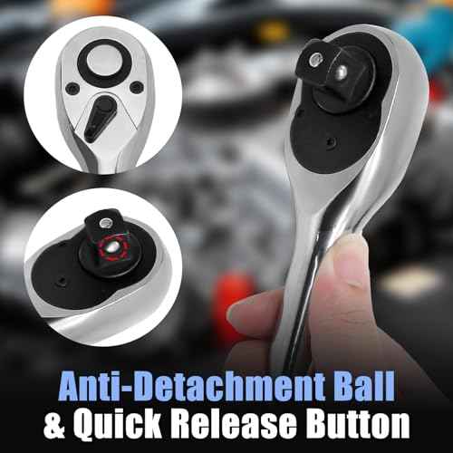 1/4 Inch Drive Ratchet Wrench, 72-Tooth Quick-Release Reversible Wrench, Chrome Vanadium Steel Wrench Tool, 5.8 Inch Length Full Polished Handle