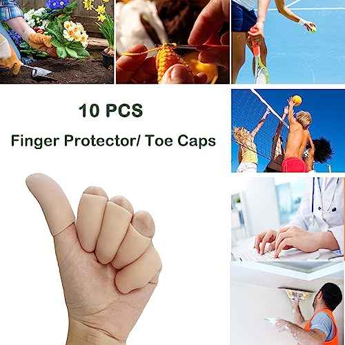 10Pcs Gel Finger Cots Medium, Finger Protector Support NEW MATERIAL Finger Sleeves Great for Trigger, Hand Eczema, Cracking, Arthritis and More