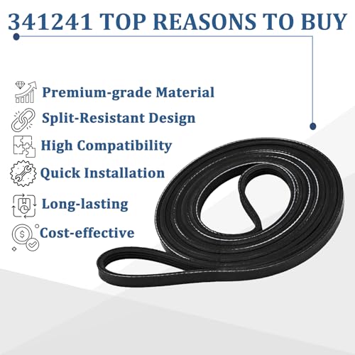 341241 Dryer Drum Belt for Whirlpool Kenmore Amana - Pack of 1