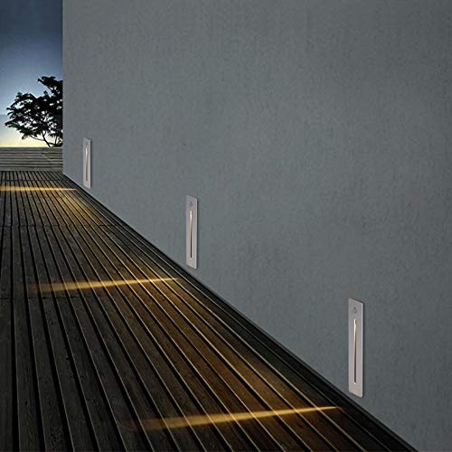 LUMINTURS Integrated PIR Motion Sensor, Dusk to Dawn Photocell Sensor LED Step Light for Indoor and Outdoor Stairway Light Silver Warm White(3000K)