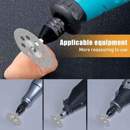 20 pcs 545 Diamond Cutting Wheel Cut Off Discs Coated (22mm) for Dremel Rotary Tool with 402 Mandrel (3mm) 4pcs and Screwdriver for Rotary Tool Accessories