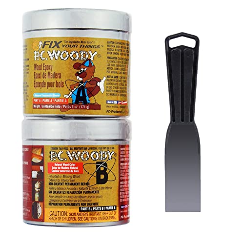 PC-Woody Wood Repair Epoxy Paste Kit with 6 oz Two Cans & Mixing Tool - Tan