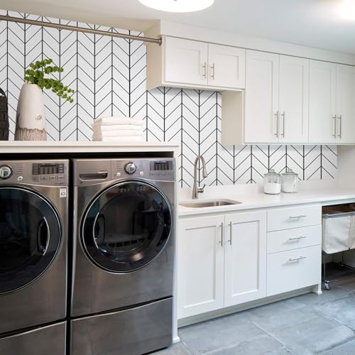 LXCREAT Black and White Peel and Stick Wallpaper for Laundry Forgiving Removable Stripes Contact Paper 17.71" X 118" Self Stick Wall Paper Peel and Modern Vinyl for Bedroom