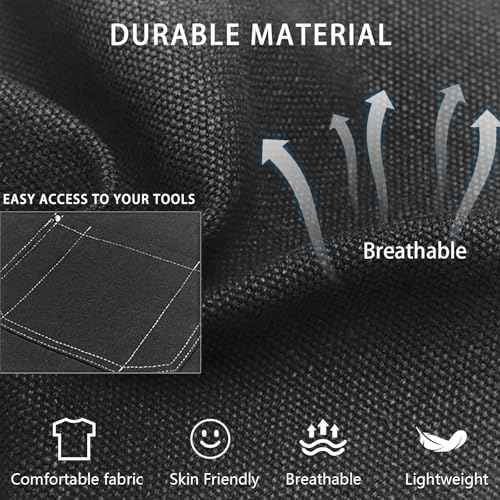 Apron for Women and Men - Adjustable Vintage Distressed Cotton Bib Aprons with Large Pockets for Cooking