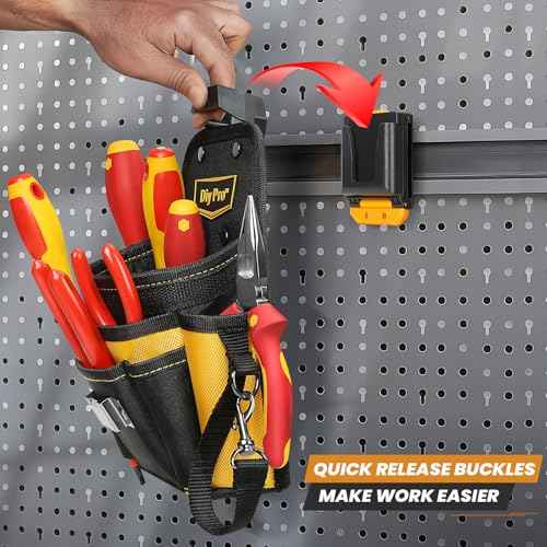 Tool Pouches, Tool Belt Pouch, Electrician Tool Pouch, Quickly Attach & Release Tool Belt Pouch with Clip, Tool Bag Multi-Pocket, Heavy Duty Utility Pouches for Carpenters & Home Improvement