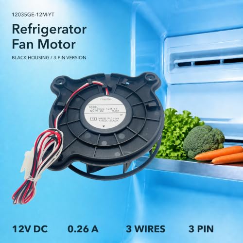 SVKWS 3-Pin Black Refrigerator Fan Motor DA31-00334D 12035GE-12M-YT 12V 0.26A