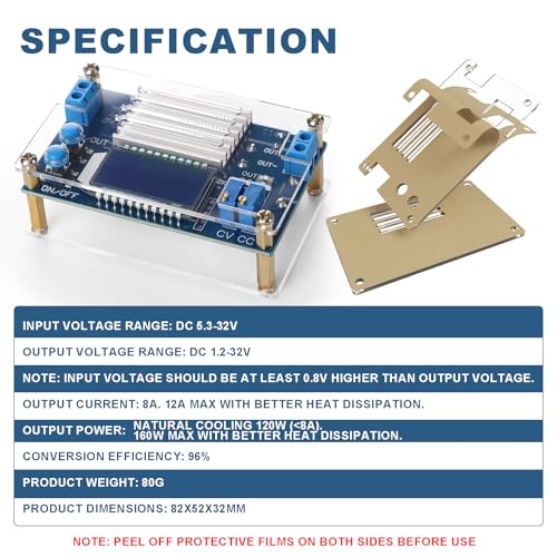 DROK Adjustable Buck Converter 5.3V-32V to 1.2V-32V 12A Power Supply with LCD Display