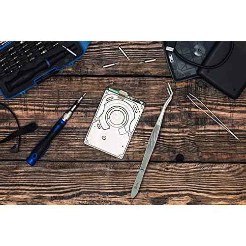 SMI 16cm Precision Tweezers Curved Professional Tweezers Industrial Hobby Tweezers Stainless Steel DIY Serrated Tip