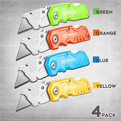 4-Pack Colorful Heavy Duty Utility Knives with 10 Blades - Fixed Blade Set